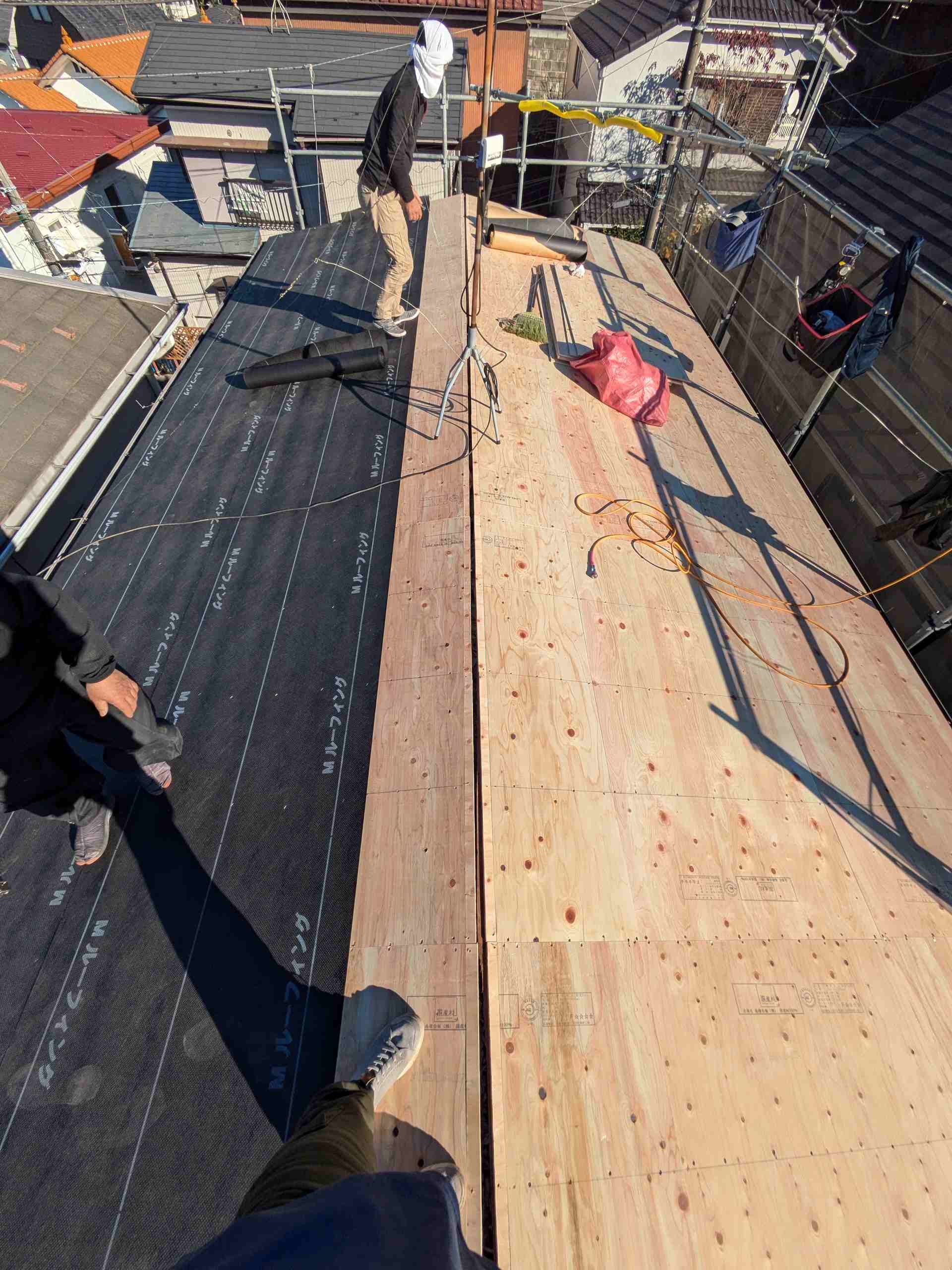 瓦Uから金属板へ 新規野地板